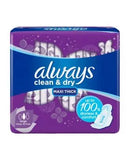 Always Clean & Dry Large with Wings Pads 30's 12630