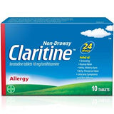 Claritine Tablets - 24-hour Non-drowsy Allergy Relief - Loratadine 10mg, Tablets 10's