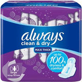 ALWAYS Clean & Dry Maxi Thick Large Sanitary Pads with Wings 30's