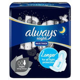 Always Clean & Dry Maxi Thick Night Sanitary Pads With Wings 8's