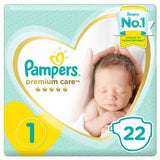 Pampers Premium Care New Baby 1 2-5 kg Carry Pack 22’s