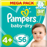 Pampers Baby-Dry Diapers Size 4+ Maxi+ 10-15kg Mega Pack 56's