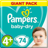 Pampers Baby-Dry Diapers Size 4+ Maxi+ 10-15kg Giant Pack 74's