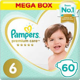 Pampers Premium Care Diapers Size 6 Extra Large 13+ kg Mega Box 60's