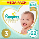 Pampers Premium Care Diapers Size 3 Midi 5-9 kg Value Pack 62's