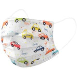 Kids 3ply Disposable Mask White Cars 20's
