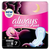 Always Dreamzz Pad Cotton Soft Maxi Thick Night Long Sanitary Pads with Wings 7 Count