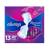 Always Diamond FlexFoam Large Sanitary Pads with Wings 13 Count