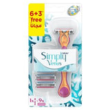 Simply Venus 3in1 Refillable Women's Smooth Razor 1 Handle With 6 + 3Free Blade Refills